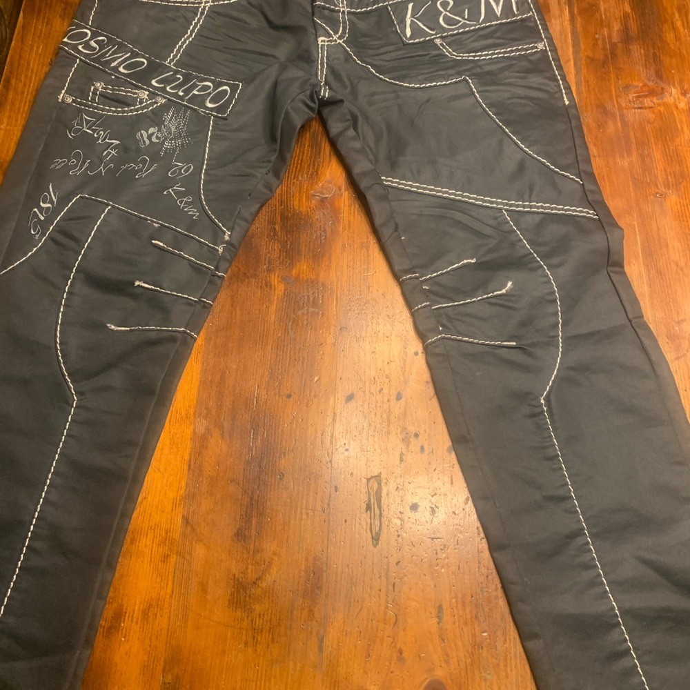 Stylish Black Jeans with White Stitching